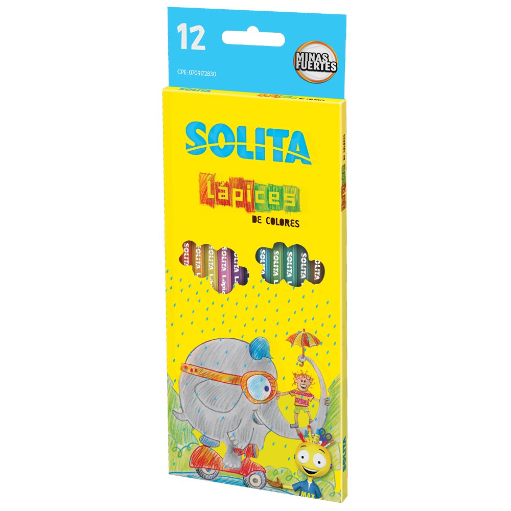 SLC003-Caja Lápices de Colores Hexagonales Escolar 12 piezas